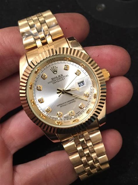 rolex white face datejust gold bracelet